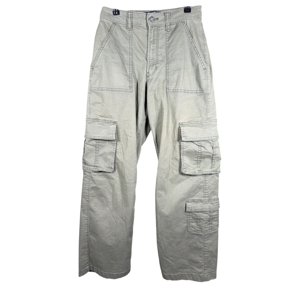 Hollister Cargo Pants Womens 2R Ultra High-Rise Baggy Green Utility W26R